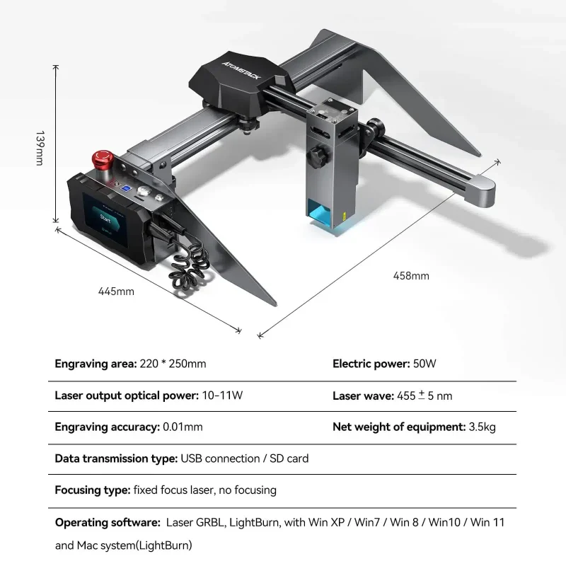 Atomstack P9 M50 10W Optical Power Portable Dual Laser Engraver and Cutter - Image 11