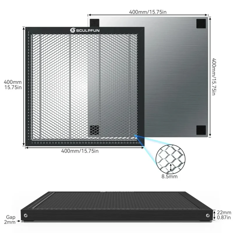 SCULPFUN LASER ENGRAVING HONEYCOMB TABLE 400 x 400 mm - Image 7