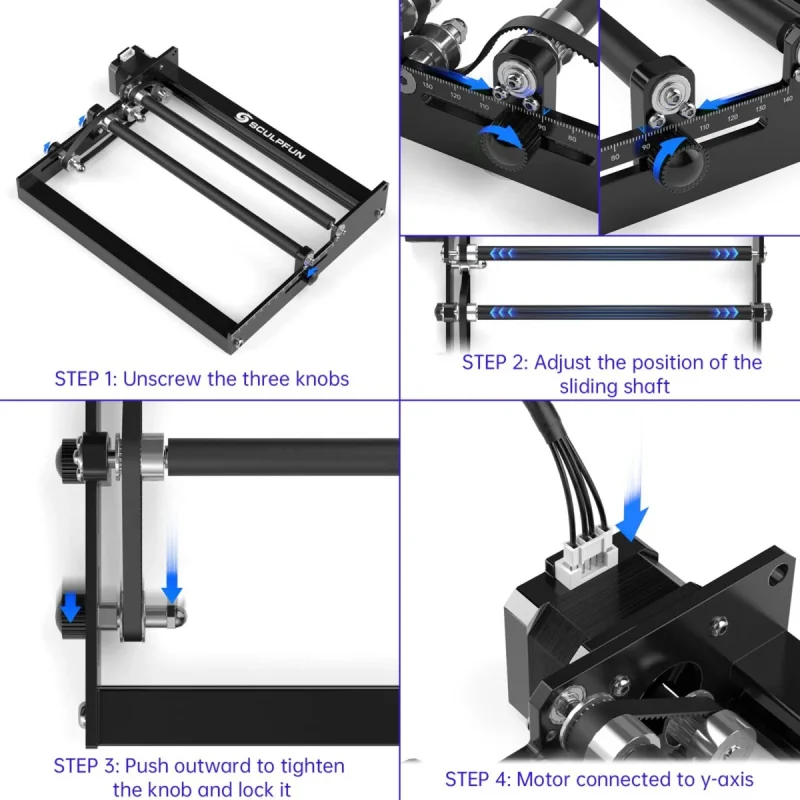 SCULPFUN Laser Rotary Roller, Engraving Module 360° Rotating - Image 7