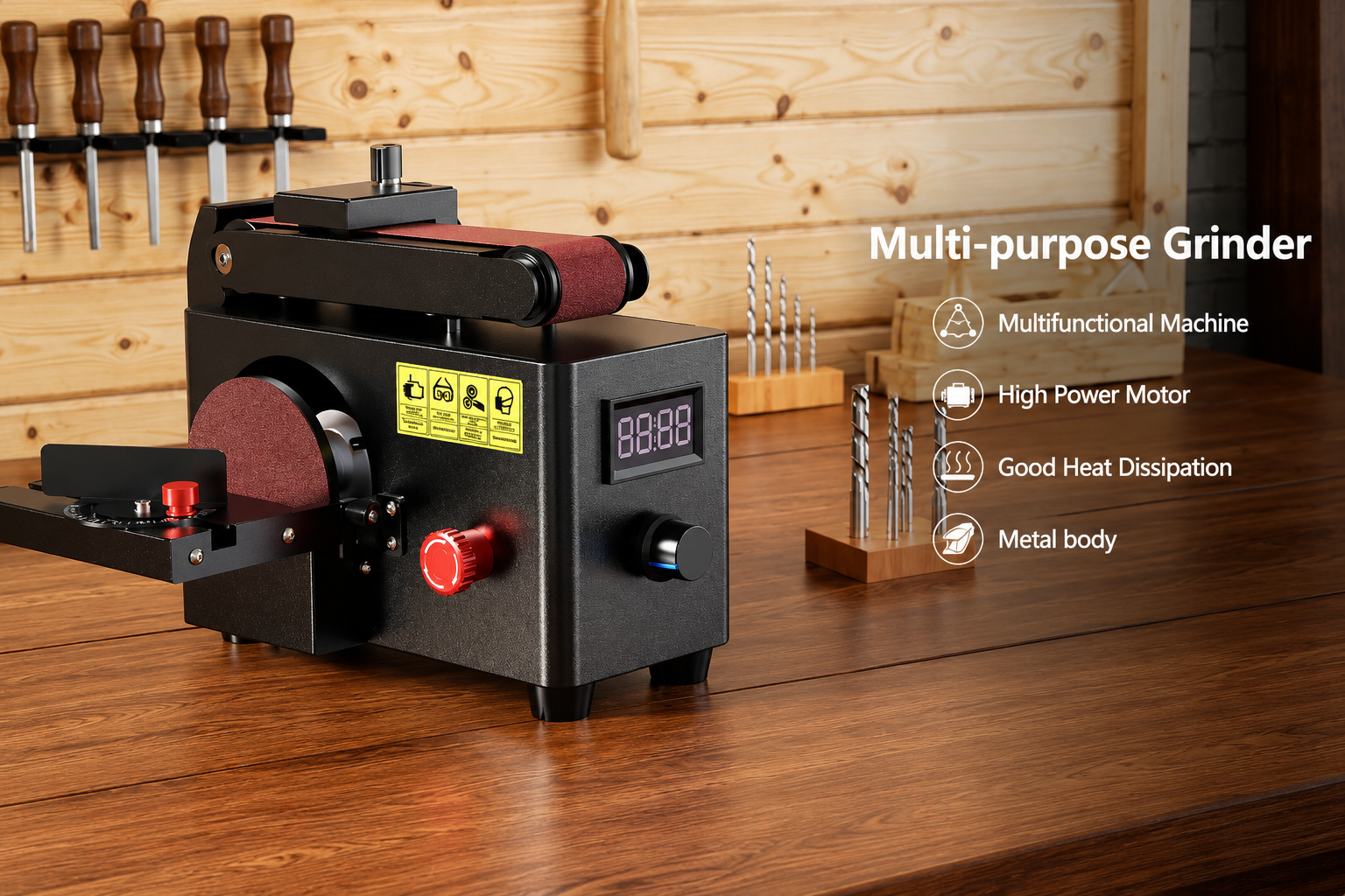 Twotrees Multi-Purpose Belt Disc Sander 200W with 8500RPM Motor for Woodworking and Metal Polishing