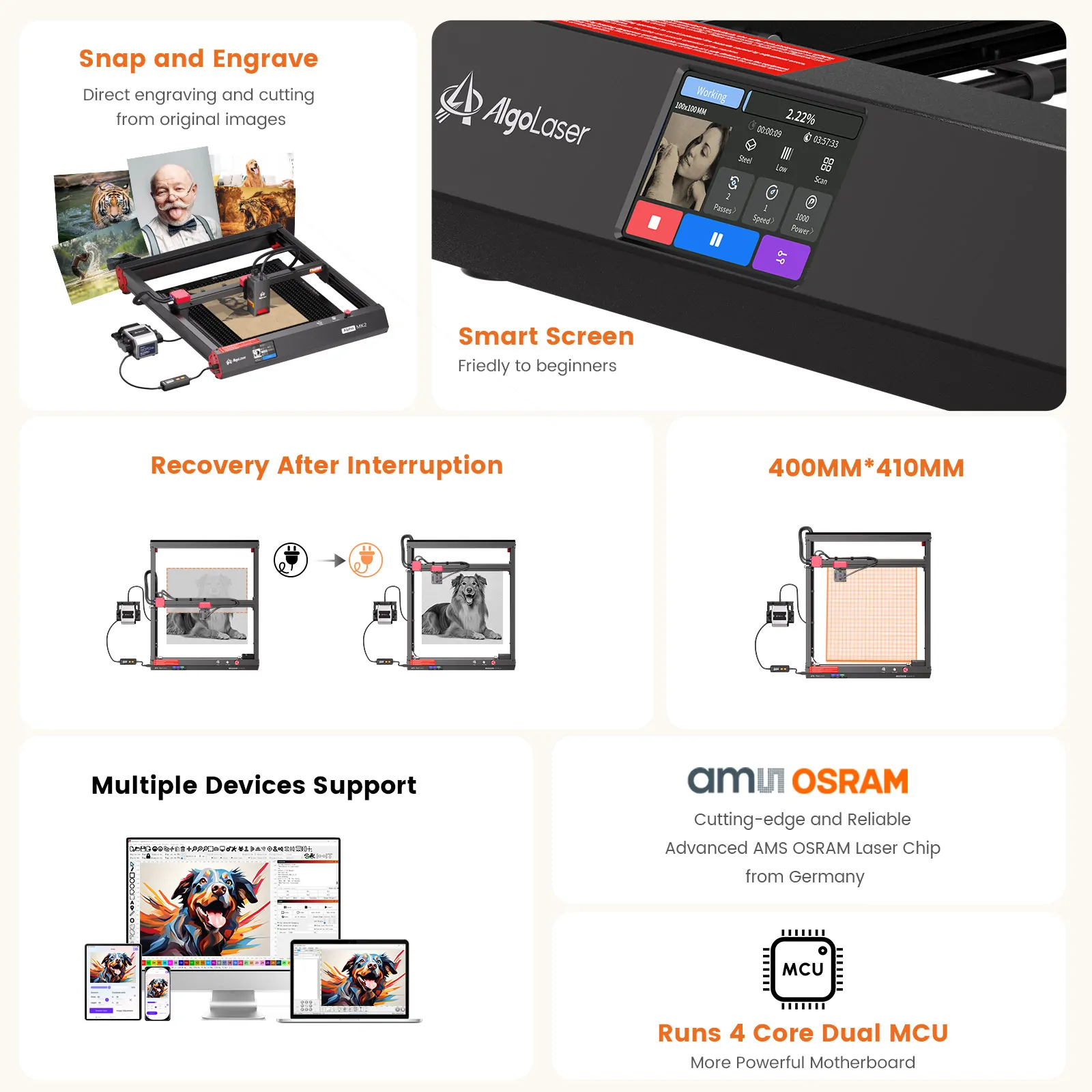 AlgoLaser Alpha  MK2 20W Diode Laser Engraver And Cutting - Image 3