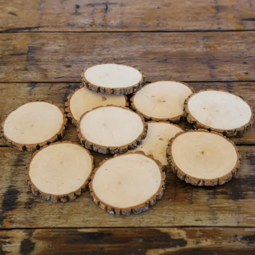 Natural round wood slices for laser engraving, DIY crafts, resin art, coasters, painting, and custom décor projects.