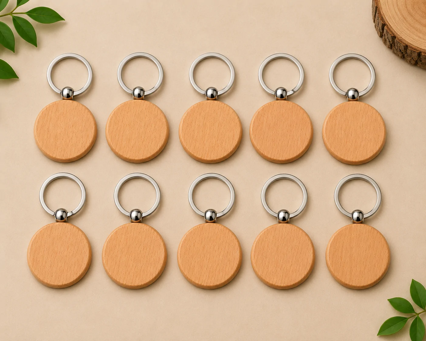 Pack of 10 Blank Wooden Keychain - Image 4
