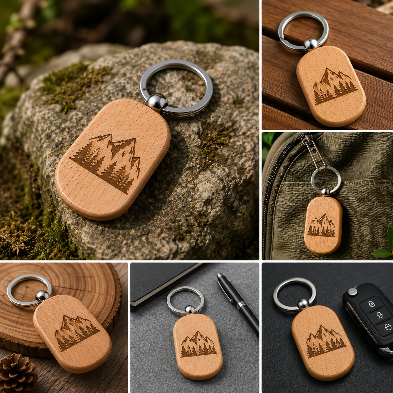 Pack of 10 Blank Wooden Keychain - Image 7