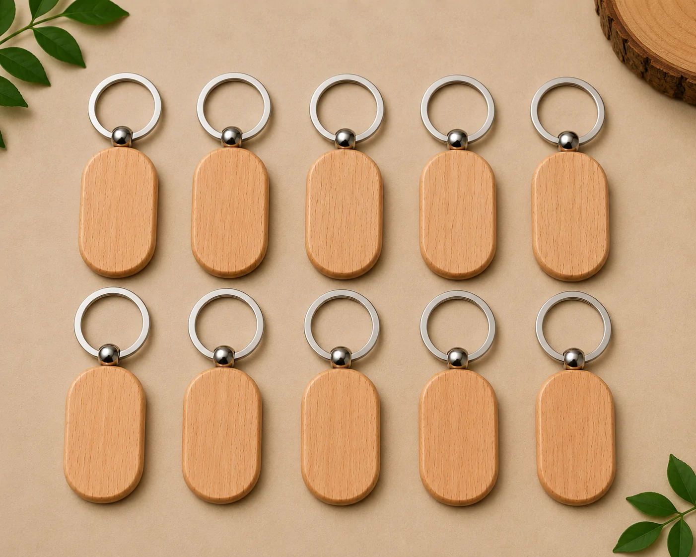 Pack of 10 Blank Wooden Keychain - Image 6