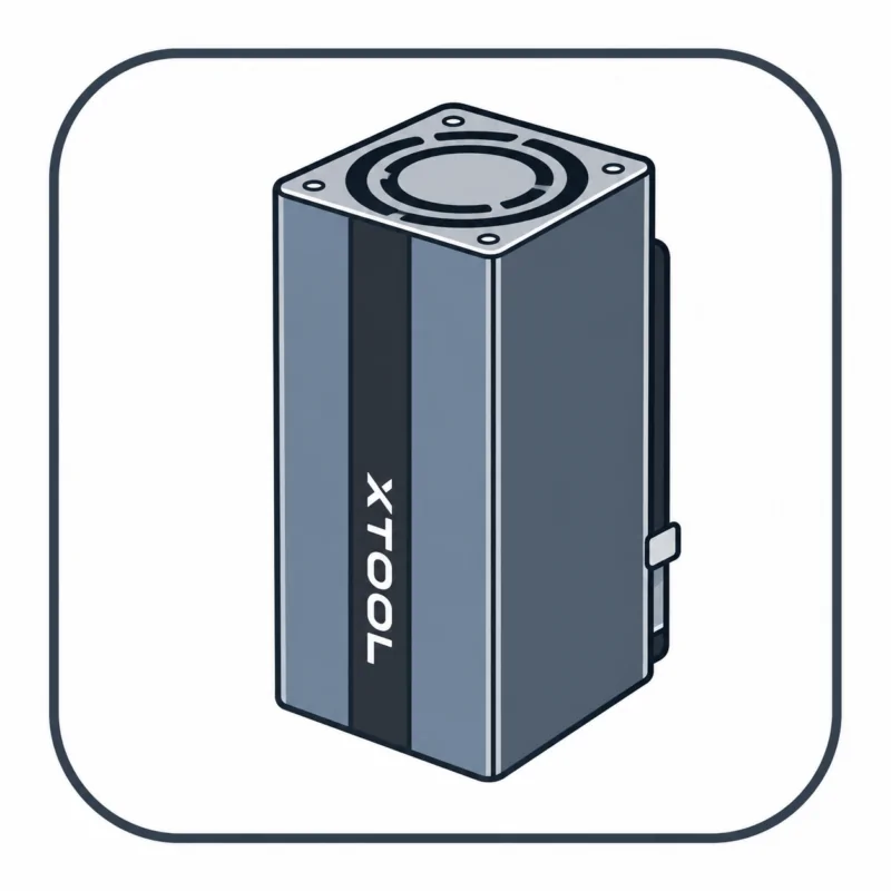 xTool laser module icon featuring a compact laser head unit with cooling design, suitable for laser engraving, cutting, and marking machine applications.