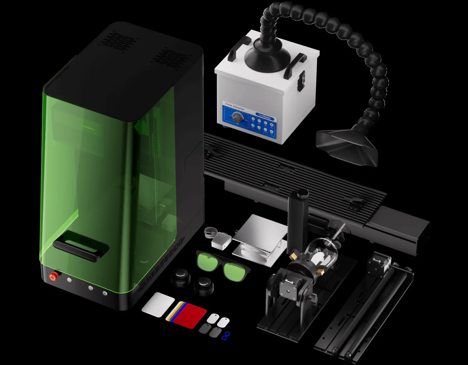 ComMarker Omni X UV Laser Engraver with Rotary Attachment and Accessories